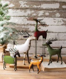 SET OF FIVE RECYCLED METAL DEER - ONE EACH DESIGN