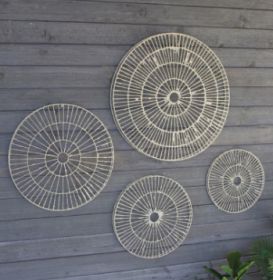 SET OF FOUR WIRE AND HAND MADE PAPER DISCS WALL ART