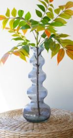 SMALL GLASS BUBBLE VASE -  BLUE
