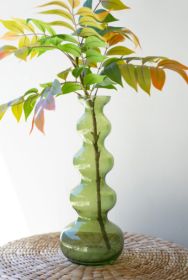 LARGE GLASS BUBBLE VASE - GREEN