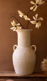 STONE COMPOSITE URN WITH TWO HANDLES