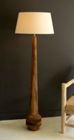 TALL WOODEN FLOOR LAMP WITH FABRIC SHADE