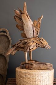 TEAKWOOD FLYING EAGLE ON A BASE