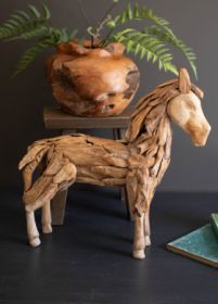 TEAKWOOD HORSE SCUPLTURE