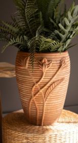 TERRACOTTA URN WITH FLOWERS DETAIL