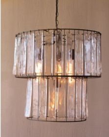 TWO TIERED ROUND PENDANT LIGHT WITH GLASS CHIMES