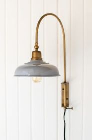 WALL LIGHT WITH GREY ENAMEL SHADE