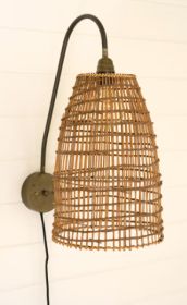 WICKER DOME WALL SCONCE LAMP