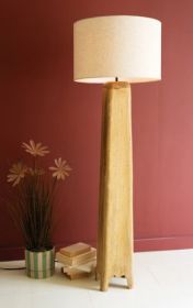 WOODEN FLOOR LAMP  WITH FABRIC SHADE