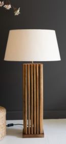 WOODEN SPINDLES TABLE LAMP WITH FABRIC SHADE