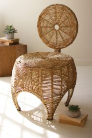 WOVEN SEAGRASS AND IRON STATEMENT CHAIR