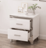 Elegant High Gloss Nightstand with Metal Handle,Mirrored Bedside Table with 2 Drawers for Bedroom,Living Room