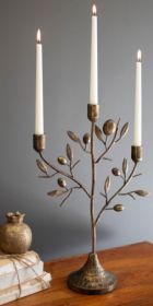 ANTIQUE BRASS FRUIT TREE TAPER  CANDELABRA (Color: Gold)