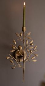 ANTIQUE BRASS FRUIT TREE TAPER WALL SCONCE (Color: Gold)