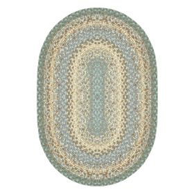 Baja Blue Cotton Braided Rug (Size: 20" x 30", Shape: Oval)