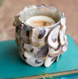 OYSTER SHELL ROUND CANDLE HOLDER (Color: Multi)