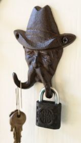 CAST IRON COWBOY HOOK (Color: Brown)