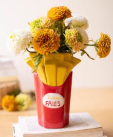 CERAMIC FRENCH FRIES VASE (Color: Multi)