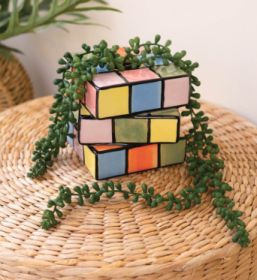 CERAMIC GAME CUBE BUD VASE (Color: Multi)