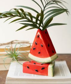 CERAMIC WATERMELON BUD VASE (Color: Multi)