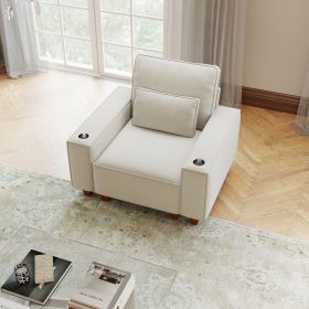 The new modern minimalist sofa is suitable for living rooms of all sizes. (Color: Beige)