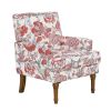 Floral Upholstered Accent Chair with Nailhead Trim, Solid Wood Legs, High-Density Foam Cushioned Armchair