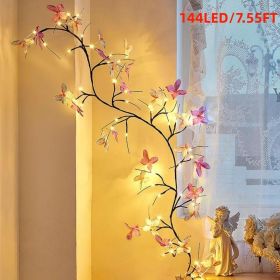 Light with Butterfly 144LED 7.22FT Enchanted Wall Decoration Vine Lights 8 Light Modes for Indoor Home Wall Decoration(Halloween and Christmas gifts) (Size: 7.55FT)