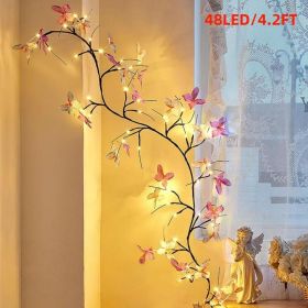 Light with Butterfly 144LED 7.22FT Enchanted Wall Decoration Vine Lights 8 Light Modes for Indoor Home Wall Decoration(Halloween and Christmas gifts) (Size: 4.2FT)