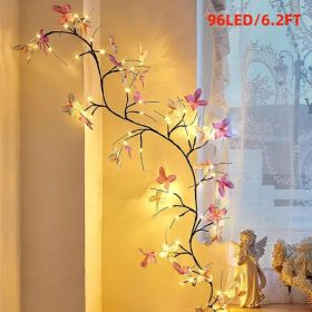 Light with Butterfly 144LED 7.22FT Enchanted Wall Decoration Vine Lights 8 Light Modes for Indoor Home Wall Decoration(Halloween and Christmas gifts) (Size: 6.2FT)