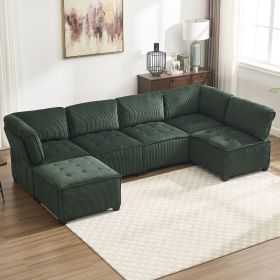 UNITED WE WIN Modular Sectional Sofa U Shaped Modular Couch with Reversible Chaise Modular Sofa Sectional Couch,6- Seat Convertible Sofa (Color: as Pic)