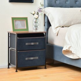 20 Inch Height Industrial Nightstand with 2 Pull-out Fabric Drawers (Color: Rustic Brown)