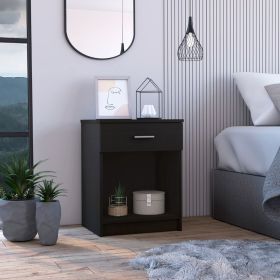 Pictor Nightstand, One Drawer, Lower Shelf, Superior Top, Black (Color: BLACK)