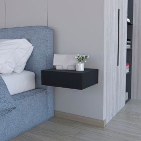 Vienna Floating Nightstand, Sleek Wall-Mounted Design with Spacious Drawer Storage, Dark Brown (Color: BLACK)