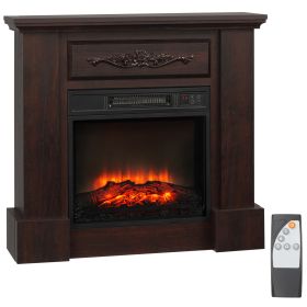 32" Electric Fireplace with Mantel, Freestanding Heater with LED Log Flame, Overheat Protection and Remote Control, 1400W, White (title: default title)