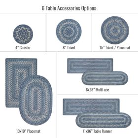 Denim Jute Braided Accessories - Tablemate (Size: 10" x 15" Set of 4, Shape: Oval)