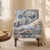 Floral Upholstered Accent Chair with Nailhead Trim, Solid Wood Legs, High-Density Foam Cushioned Armchair