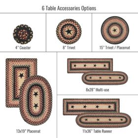 Primitive Star Gloucester Jute Braided Accessories - Placemat (Size: 13" x 19" Set of 4, Shape: Oval)