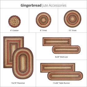 Gingerbread Jute Braided Accessories - Table Runner (Size: 11" x 36", Shape: Oval)