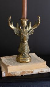 RESIN TAPER CANDLE HOLDER - DEER (Color: Gold)