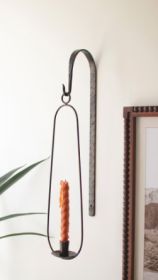 HANGING WALL TAPER CANDLE HOLDER - OVAL (Color: Brown)