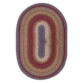 Log Cabin Step Cotton Braided Rug (Size: 20" x 30", Shape: Oval)