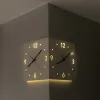 Nordic Square Modern Corner Wall Clock with Sensor Night Light Christmas Gifts