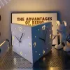 Nordic Square Modern Corner Wall Clock with Sensor Night Light Christmas Gifts