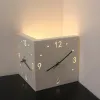 Nordic Square Modern Corner Wall Clock with Sensor Night Light Christmas Gifts