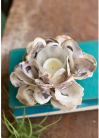 OYSTER SHELL FLOWER VOTIVE HOLDER (Color: Multi)