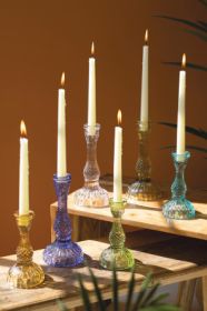 SET OF SIX GLASS TAPER CANDLE HOLDERS (Color: Multi)