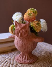 TERRACOTTA OWL PLANTER (Color: Orange)